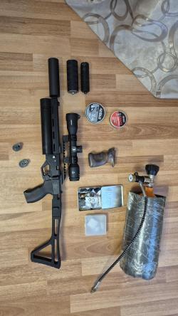  PCP‑пистолет Krugergun Корсар 240/42, 5.5 мм — полный комплект с оптикой и балоном