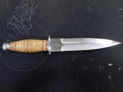 Нож Кинжал большой ст 95Х18 береста / алюминий / логотип